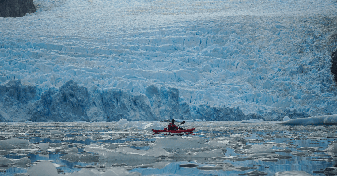 Best Meal for Sea Kayaking is Recpak used here off the shore of Patagonia
