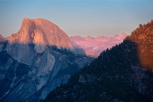 Halfdome in Yosemite. Climbers Climbing use climbing nutrition to fuel to climb this face