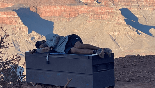 Nick Fowler sleeping in Arizona. Nick Using Endurance nutrition to set FKTs