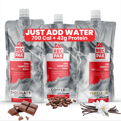 RecPak comes in three flavors: Chocolate, vanilla, and coffee